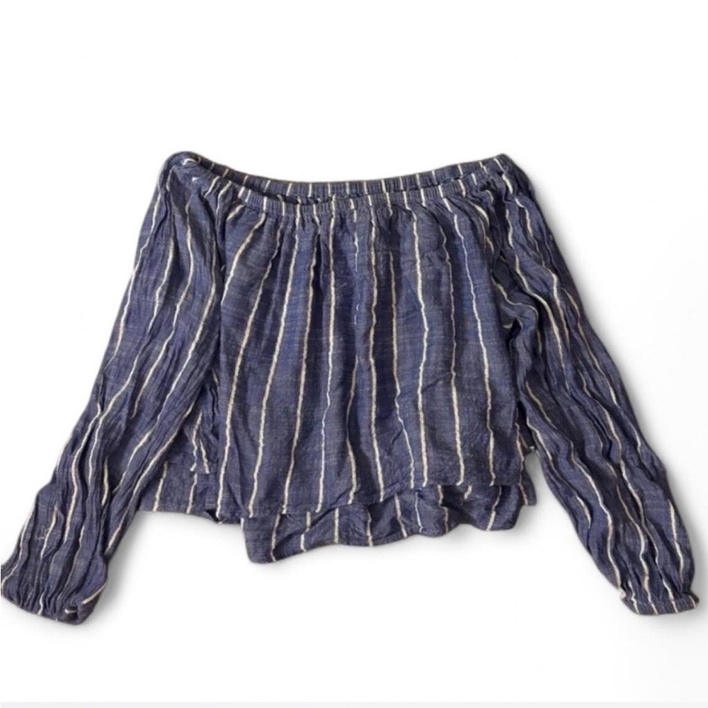 women’s off the shoulder stripped long sleeve top